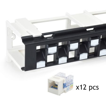 Category 6A - Unshielded TIA Cat 6A Component-Rated Wall-Mount Patch Panel loaded with Side-Entry Jacks (KVA Series), 89D Bracket Included